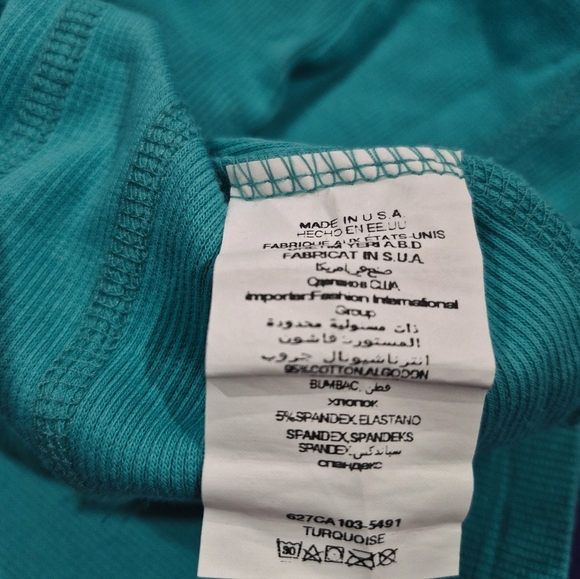 Bebe Sport Rhinestones Logo Turquoise Turtle Neck Sweat Shirt - Small. - Picture 4 of 5